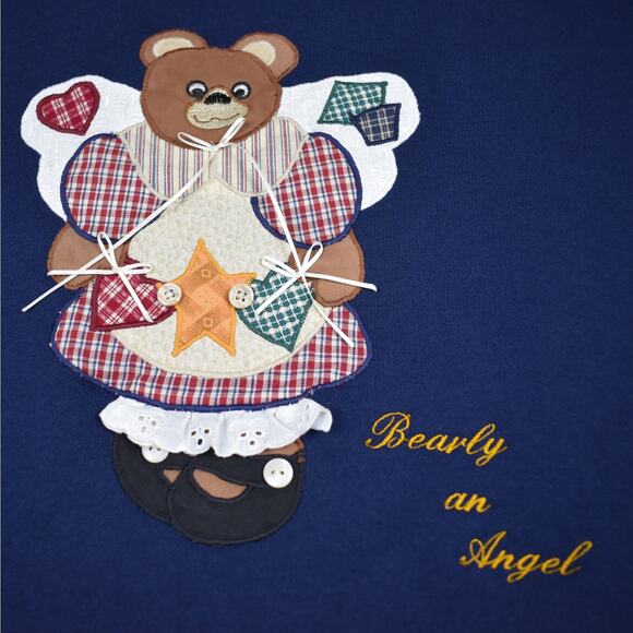 Vintage Angel Bear Navy Blue button up cardigan sweatshirt fits up to sz xlarge - Picture 8 of 8